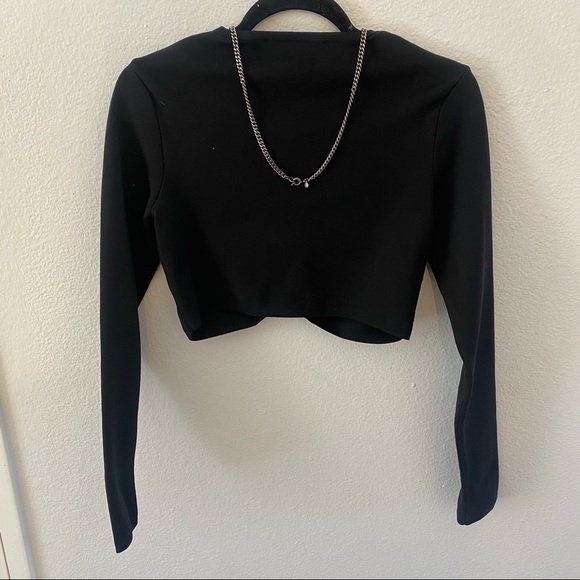 ZARA Cropped Ruched Center Sweater Shirt - Picture 4 of 4